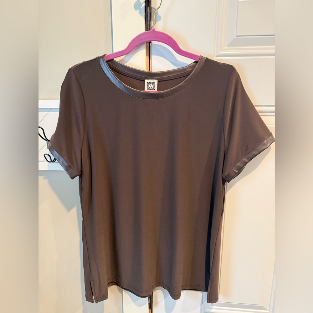 Anne Klein Brown Short Sleeve Top